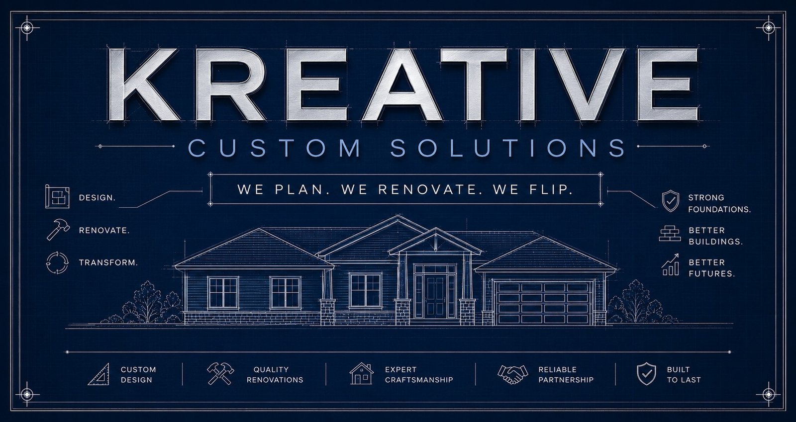 Kreative Custom Solutions. We plan. We renovate. We flip.